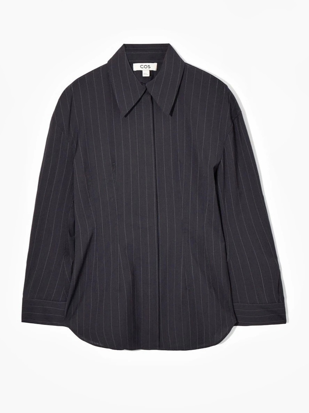 COS Pinstripe Button Down Shirt in Navy